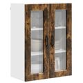 vidaXL Nástenný sklenený kabinet PORTO Dymová dub 60 x 31 x 80 cm