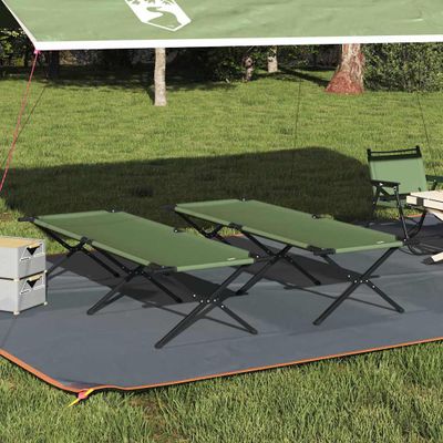 vidaXL Skladacia kempingová posteľ 2 pcs Zelená 210 x 80 x 46 cm