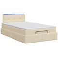vidaXL Ottoman posteľ s matracom a LED Krémová 120 x 190 cm Látka