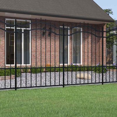 vidaXL Záhradný plot Woerden s vrchnou časťou v tvare oštepu čierny 240x150 cm oceľový