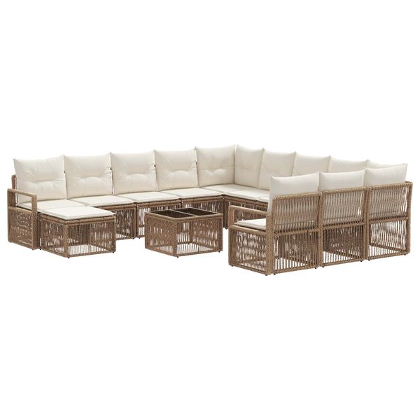 vidaXL Súprava záhradných pohoviek 13 pcs Béžová polyratan