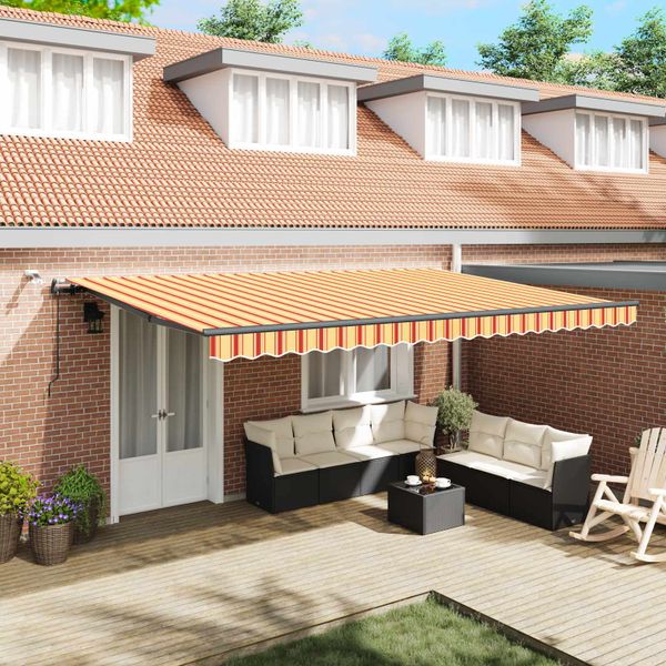 vidaXL Textília na slnečník Žltá a oranžová 500 × 350 cm Polyester
