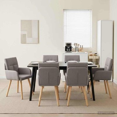 vidaXL Jedálenské stoličky 6 ks Látka Sivohnedá 60 x 56 x 96 cm