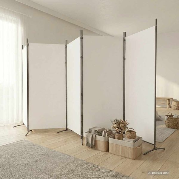 vidaXL 5-panelový paraván biely 433x180 cm látkový
