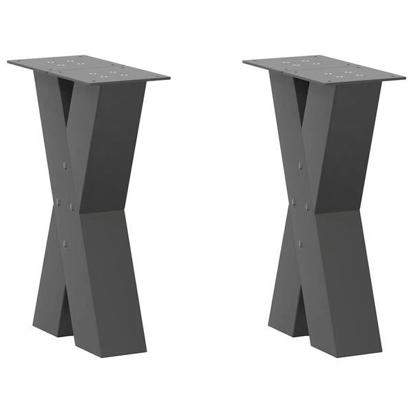 vidaXL Nohy konferenčného stolíka v tvare X, 2 ks, antracitové, 28 x (42-43) cm, oceľ
