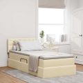 vidaXL LED úložná posteľ s matracom Krémová 90 x 190 cm Látka