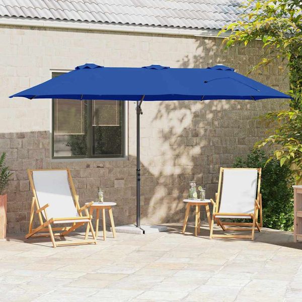 vidaXL Slnečník 372 x 198 x 243 cm Polyester a hliník Azurblue