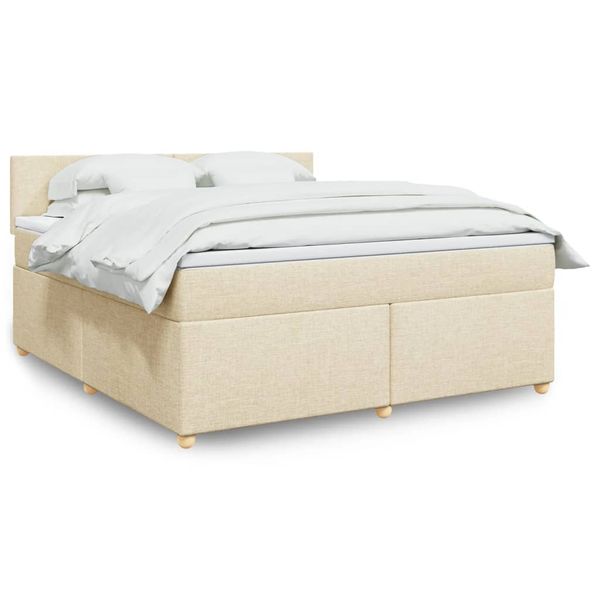 vidaXL Posteľný rám boxspring s matracom krémový 180x200 cm látka