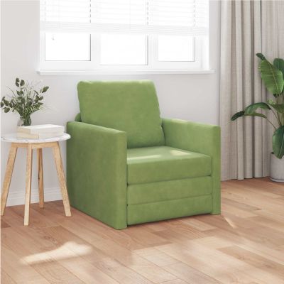vidaXL Rozkladacia posteľ Svetlo zelená 74 x 77 x 81 cm Zamat