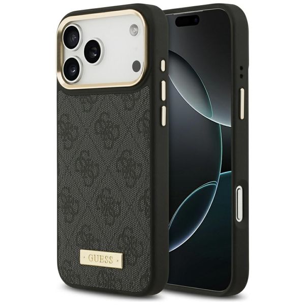 Puzdro Guess 4G Logo Plate MagSafe pre iPhone 17 Pro Max čierne