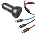 Baseus nabíjačka do auta s 24W displejom + kábel USB 3v1 Baseus Tri základné farby 1,2 m