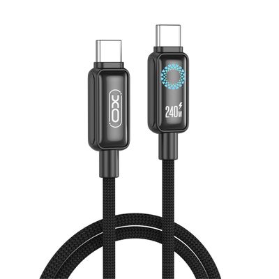 Kábel XO NB-Q312A PD USB-C - USB-C 1,0m 240W čierny s LED
