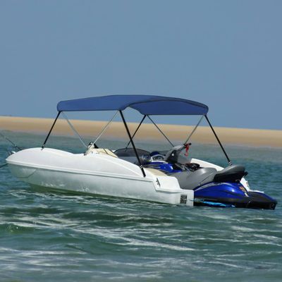 vidaXL Strieška Bimini s 2 oblúkmi námornícka modrá 180x150x110 cm
