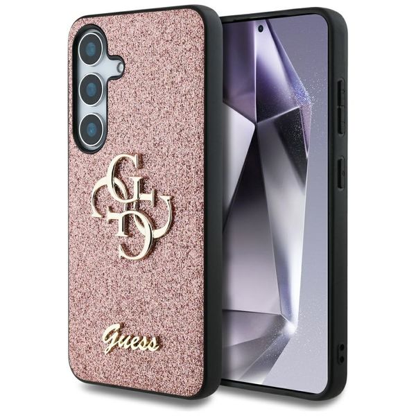 Puzdro Guess HC Fixed Glitter Big 4G pre Samsung Galaxy S25 ružové