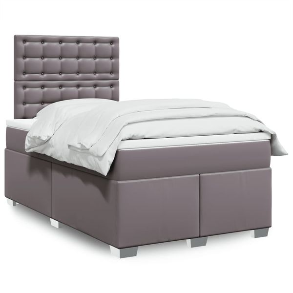 vidaXL Boxspring posteľ s matracom sivá 120x190 cm umelá koža