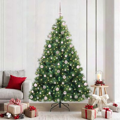 vidaXL Umelý vianočný stromček s 300 LED-i Zelená 210 cm PE a PVC