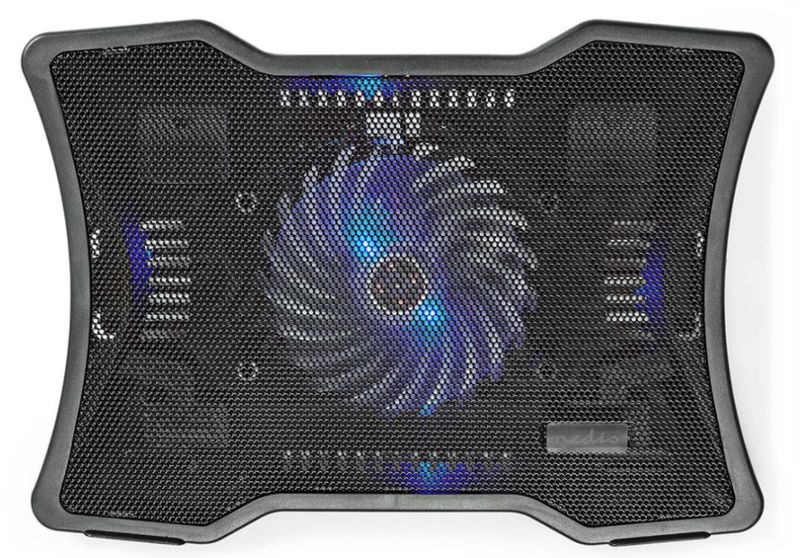 NEDIS stojan na notebook/ univerzálny/ pre notebooky do 17"/ 1x ventilátor 125 mm/ USB/ plast-kov/ čierny Chladicí podložka, pod notebook, do 17", 125mm ventilátor, LED podsvietenie, USB napájenie, čierna