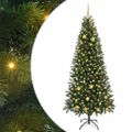 vidaXL Umelý vianočný stromček s 300 LED-i Zelená 210 cm PE a PVC