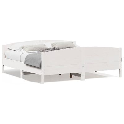 vidaXL Posteľný rám s čelom biely 200x200 cm masívna borovica