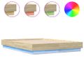 vidaXL Posteľný rám s LED svetlami dub sonoma 135x190 cm