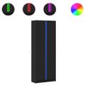 vidaXL Vysoká skrinka s LED čierna 74x32,5x200 cm kompozitné drevo
