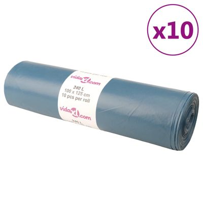 vidaXL Vrecia na odpadky 100 ks modré 240 l