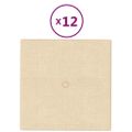 vidaXL Nástenné panely 12 ks krémové 30x30 cm látkové 1,08 m²