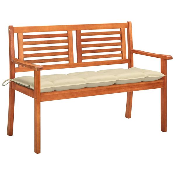 vidaXL 2-miestna záhradná lavica s vankúšom 120 cm eukalyptový masív