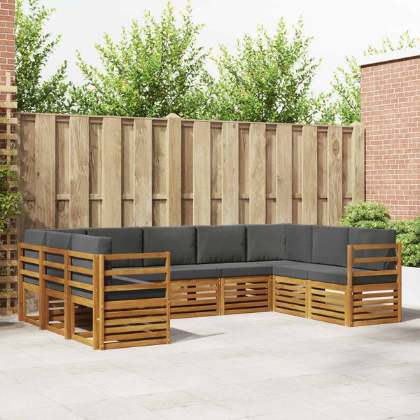 vidaXL Sada rohových gaučov s vankúšom 9 pcs Prírodná a antracitová