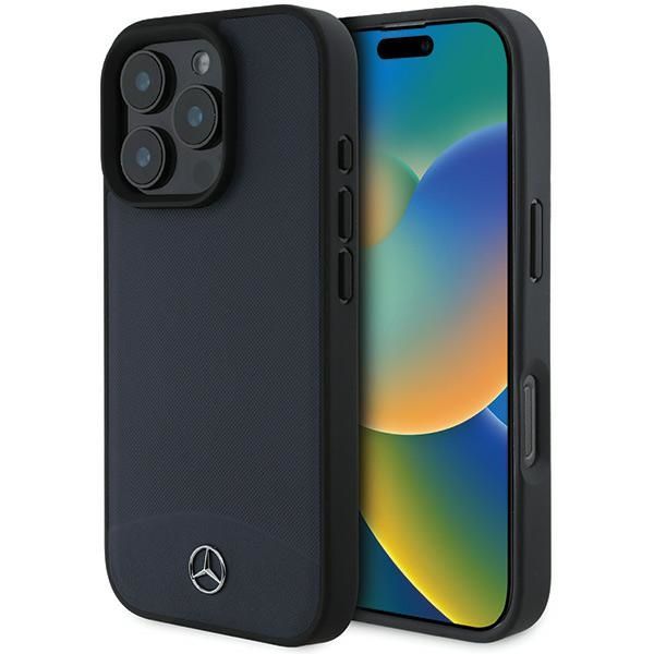Puzdro Mercedes pre iPhone 16 Pro Max 6,9" MEHMP16X23RBARV Hardcase Textúrovaná a hladká koža MagSafe tmavomodrá