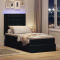 vidaXL LED úložná posteľ s matracom Čierna 90 x 200 cm Zamat