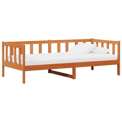 vidaXL Denná posteľ s čelnou doskou Voskovo hnedá a biela 90 x 200 cm