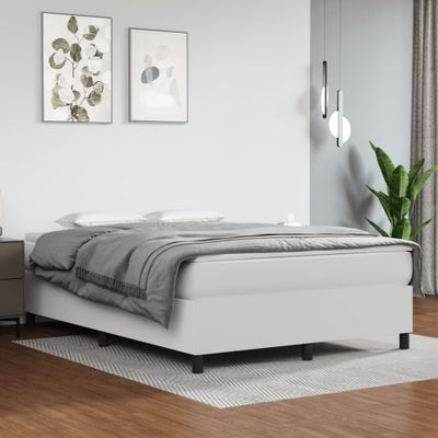 vidaXL Boxspring posteľ s matracom biely 140x190 cm umelá koža