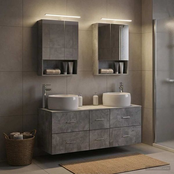 vidaXL Sada kúpeľňového nábytku 5 pcs Betónovo sivá