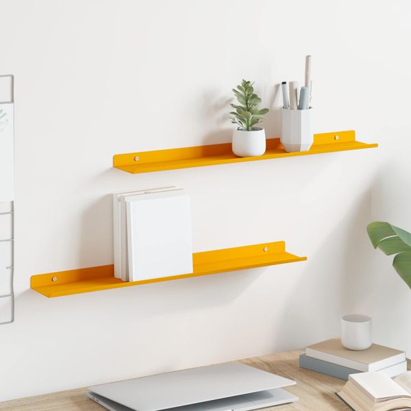 vidaXL Závesná polica 2 pcs Horčicová žltá 60 x 8,5 x 2,5 cm Oceľ