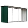 vidaXL Záhradná kôlňa na drevo zelená 330x92x153 cm galvanizovaná oceľ