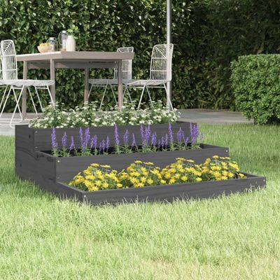 vidaXL Kvetináč sivý 78x78x27 cm borovicový masív