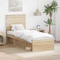 vidaXL Rám postele Sonoma dub 75 x 190 cm Masívne borovicové drevo
