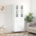 vidaXL Vysoká skrinka lesklá biela 69,5x34x180 cm spracované drevo
