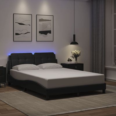 vidaXL Rám postele s LED bez matraca, Zadar, čierny 140x200 cm