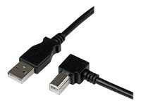 3 m USB kábel pre tlačiareň - pravouhlý USB B kábel - 1x USB A (samec), 1x USB B (samec) (USBAB3MR) - Kábel USB - USB typ B (samec) na USB (samec) - USB 2.0 - 3 m - 90° konektor - čierna