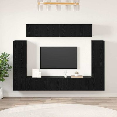 vidaXL Zostava TV skriniek Nástenný 8 pcs Čierny dub Kompozitné drevo