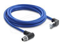 Delock - Sieťový kábel - 8-kolíkový M12 (M) dole zahnutý do RJ-45 (M) zahnutý hore - 2 m - 6.5 mm - S/FTP - CAT 6a - lisovaný - modrá