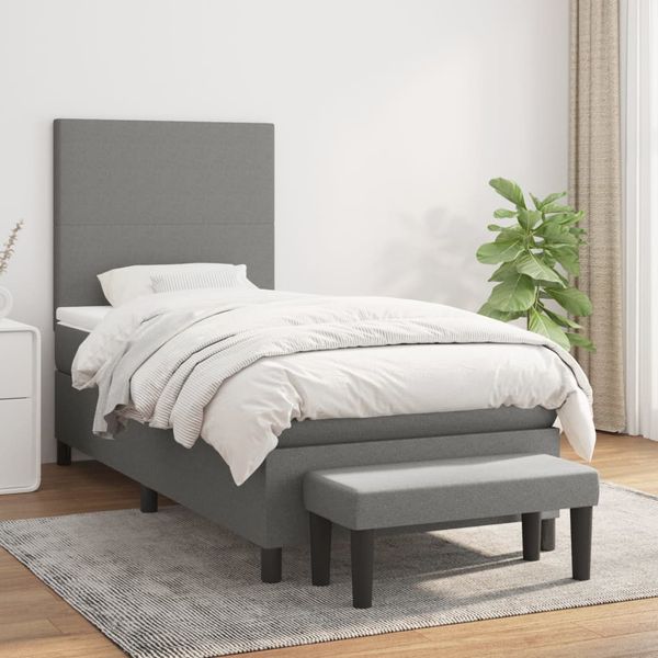 vidaXL Boxspring posteľ s matracom tmavosivá 90x190 cm látka