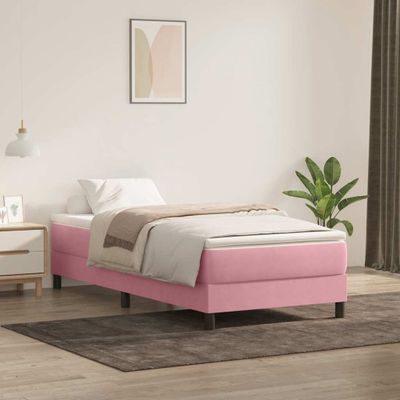 vidaXL Posteľný rám boxsping s matracom ružový 100x210 cm zamat