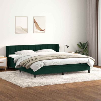 vidaXL Posteľný rám boxsping s matracmi tmavozelená 200x220 cm zamat