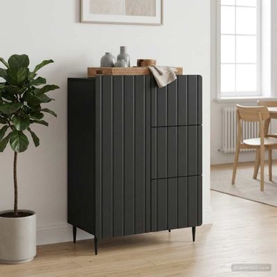 vidaXL Servírovacia skriňa Čierna 66 x 34,5 x 91,5 cm Kompozitné drevo