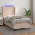 vidaXL Boxspring posteľ matrac a LED kapučínová 100x200 cm umelá koža