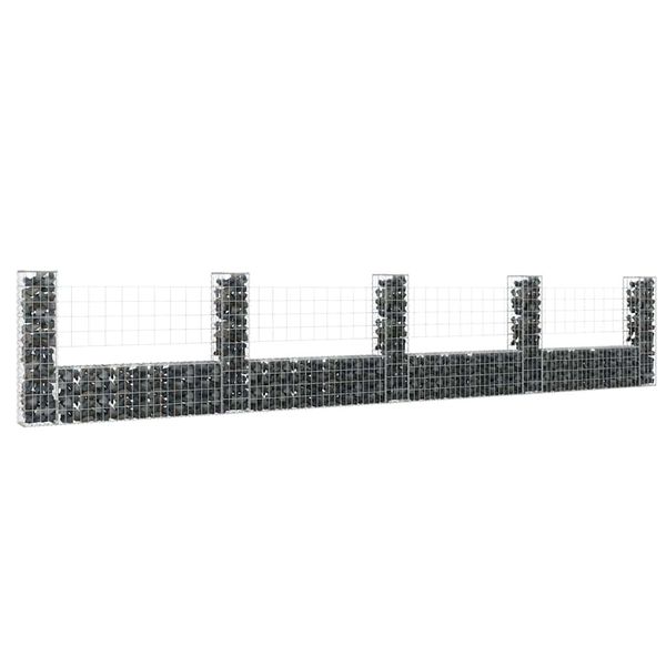 vidaXL Železný gabiónový kôš v tvare U s 5 stĺpmi 500x20x100 cm