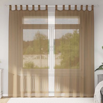 vidaXL Voálové závesy so slučkami, 2 ks, svetlohnedé 140x225 cm